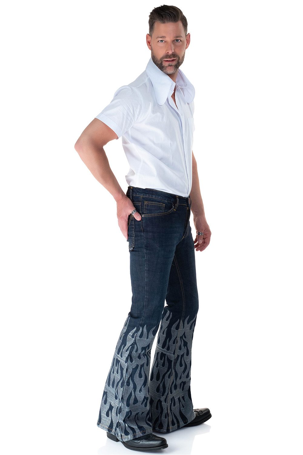 Comycom Schlagjeans Herren STAR FLAMES bestickt