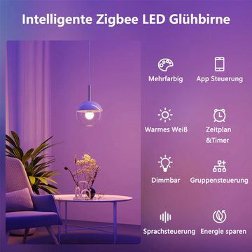 GelldG Lampen-Verteiler Energie sparen, Mehrfarbrige dimmbare smarte WLAN Glühbirne
