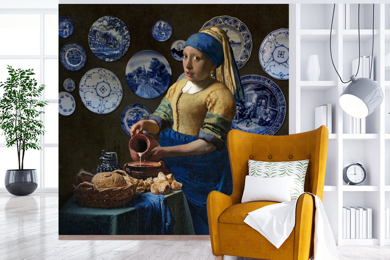 MuchoWow Fototapete Milchmädchen - Das Vermeer, Perlenohrring Schlafzimmer St), (4 - Wohnzimmer mit Matt, bedruckt, für dem Fototapete Vliestapete Küche, Mädchen