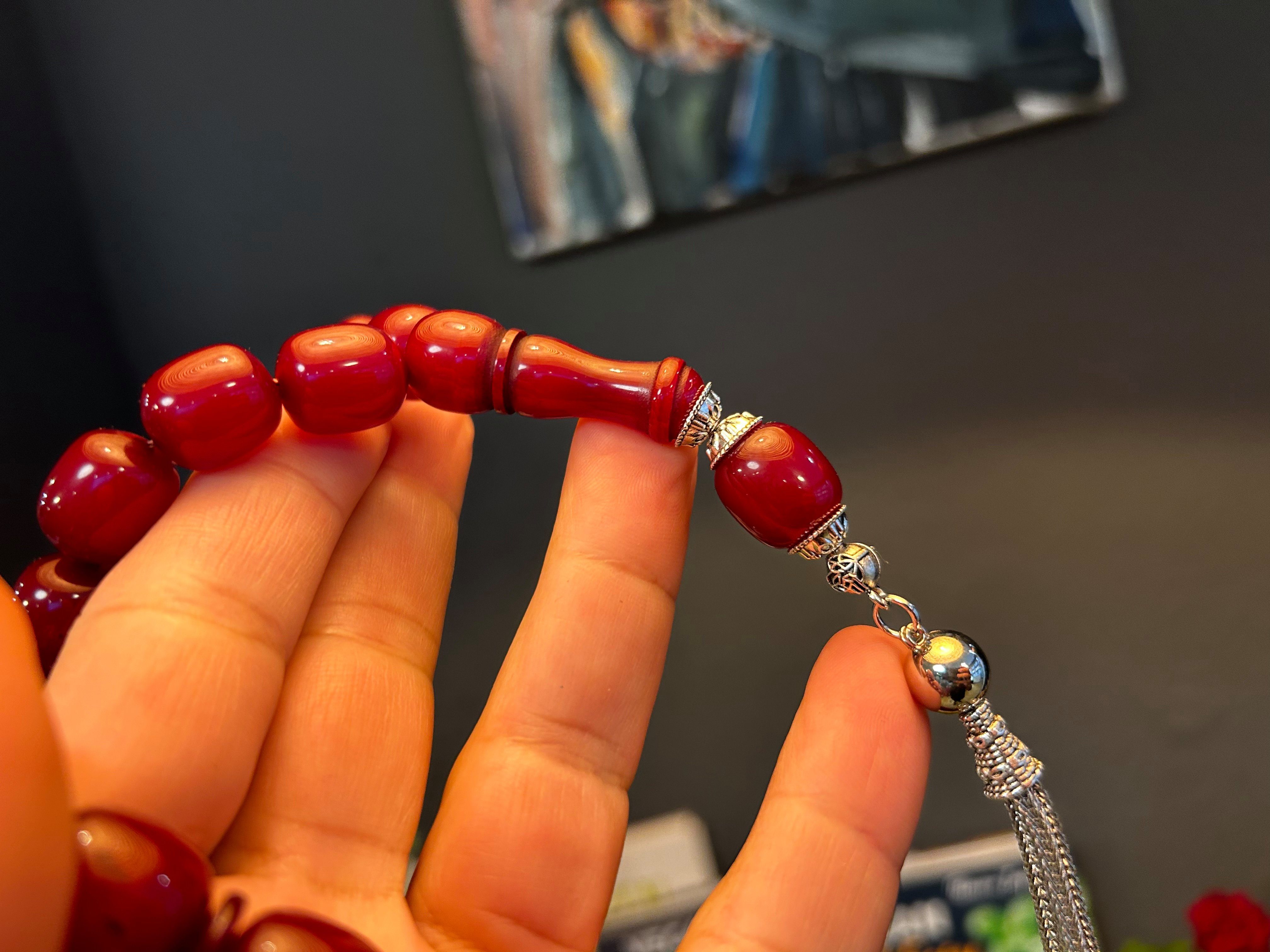TesbihBid Kettenanhänger Gebetskette Cherry Misbaha Prayerbeads (33-tlg) Tesbih Bakalite Amber faturan