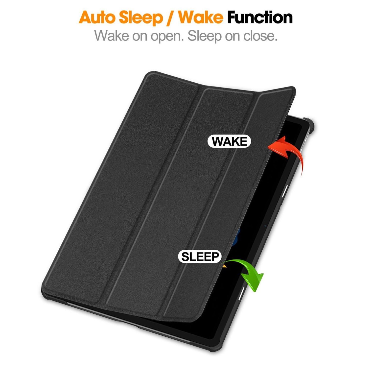 Wigento Tablet-Hülle Für Lenovo Idea Tab Plus 12.1 Zoll 3folt Wake UP Smart Tasche Schwarz, 3-Fach Halterung, Kratzfest, Leicht – Bild 5 von 5