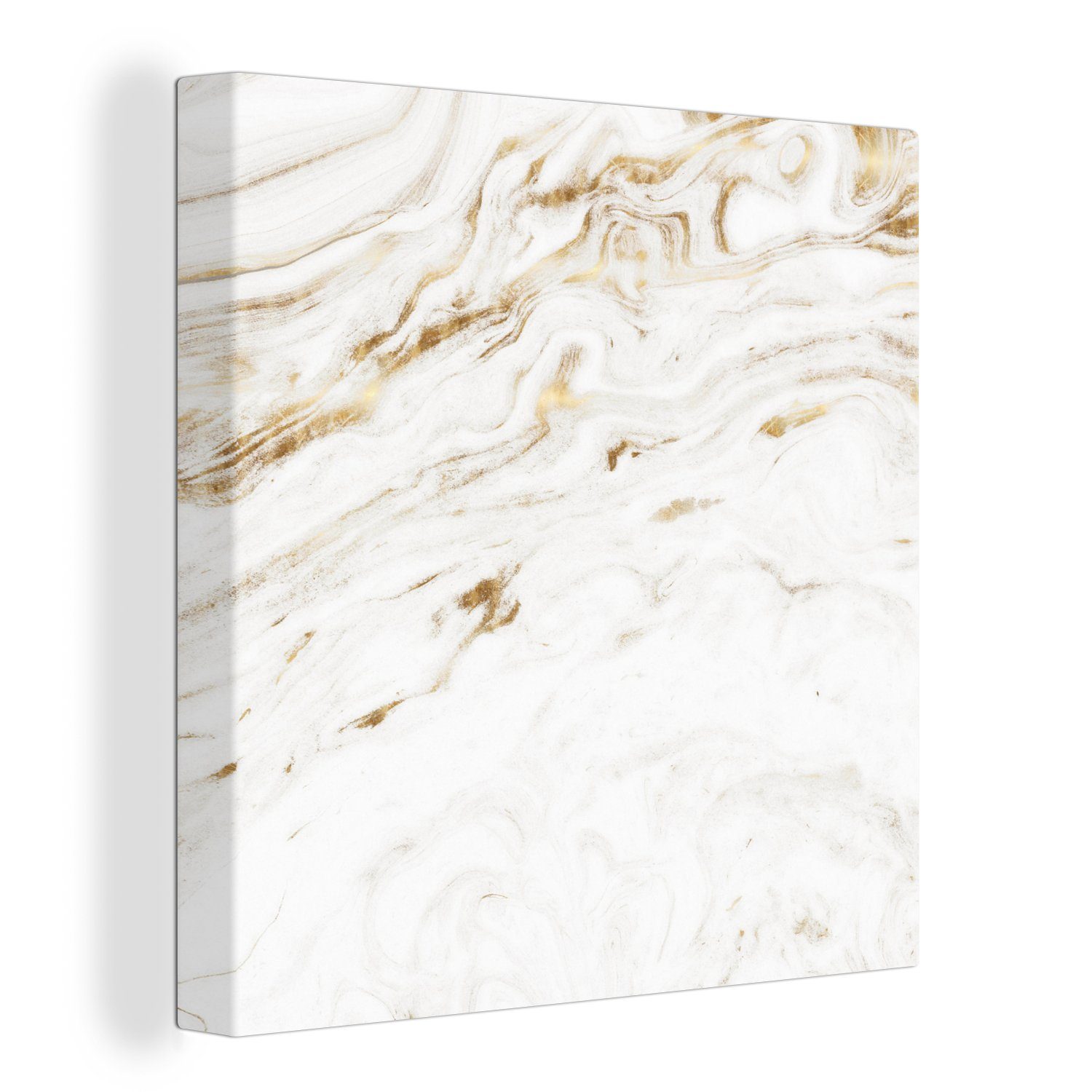 OneMillionCanvasses® Leinwandbild Marmor - Gold - Weiß - Trendy, (1 St), Leinwand Bilder für Wohnzimmer Schlafzimmer