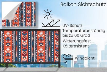 MuchoWow Balkonsichtschutz Design - Blumen - Pflanzen - Rot - Minimalismus (1-St) Balkonbanner, Sichtschutz für den Balkon, Robustes und wetterfest