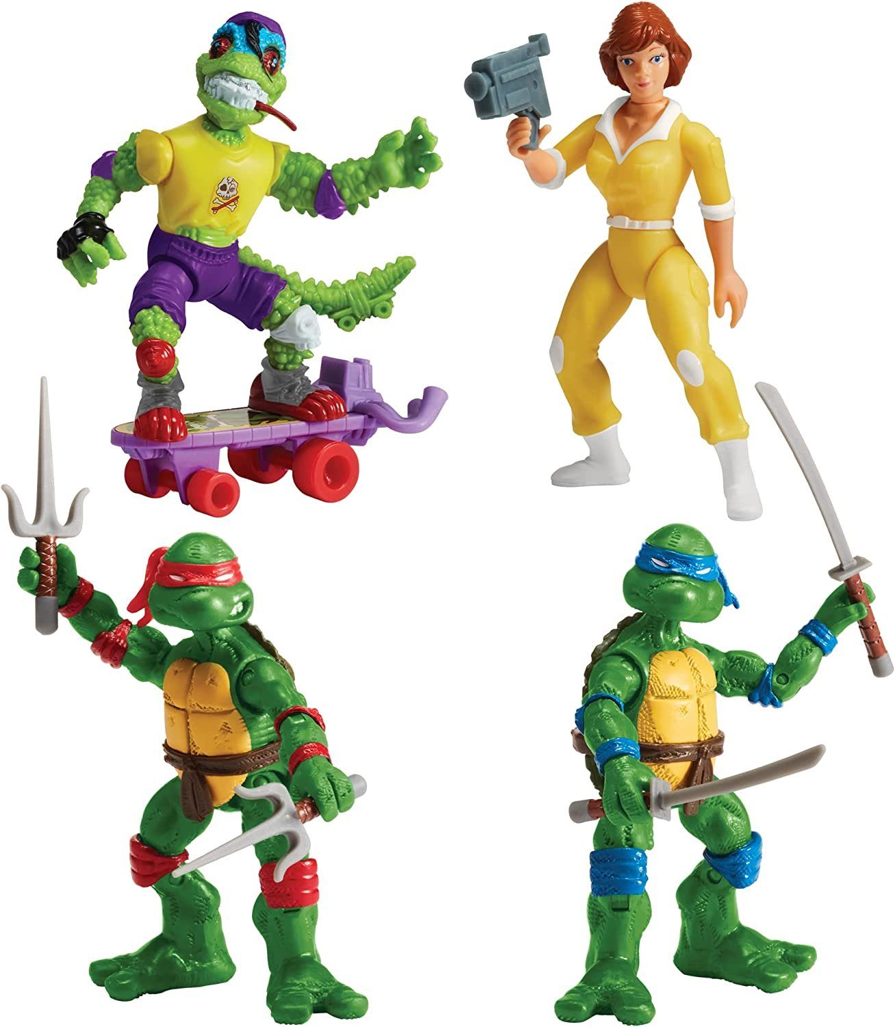 Playmates Toys Actionfigur Teenage Mutant Ninja Turtles, (Mondo Gecko, April O´Neil, Raphael & Leonardo), Adventure Heroes 4er Pack