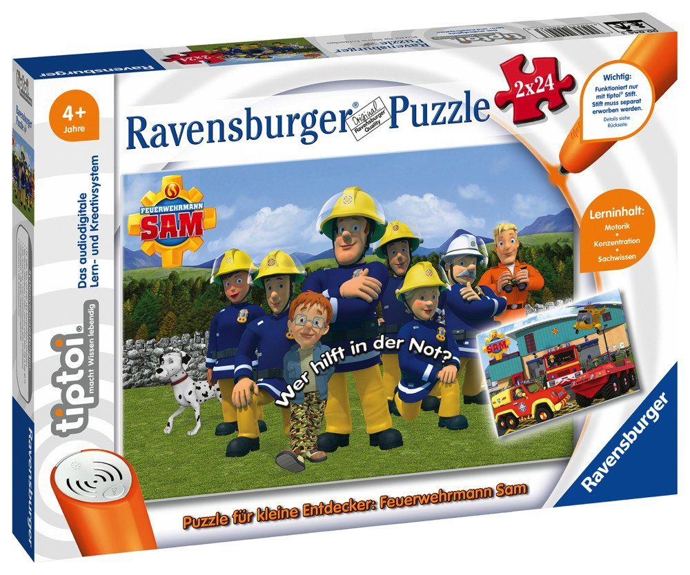 Ravensburger Puzzle »2 x 24 Teile Ravensburger Puzzle tiptoi Puzzeln, Entdecken, Erleben Fireman