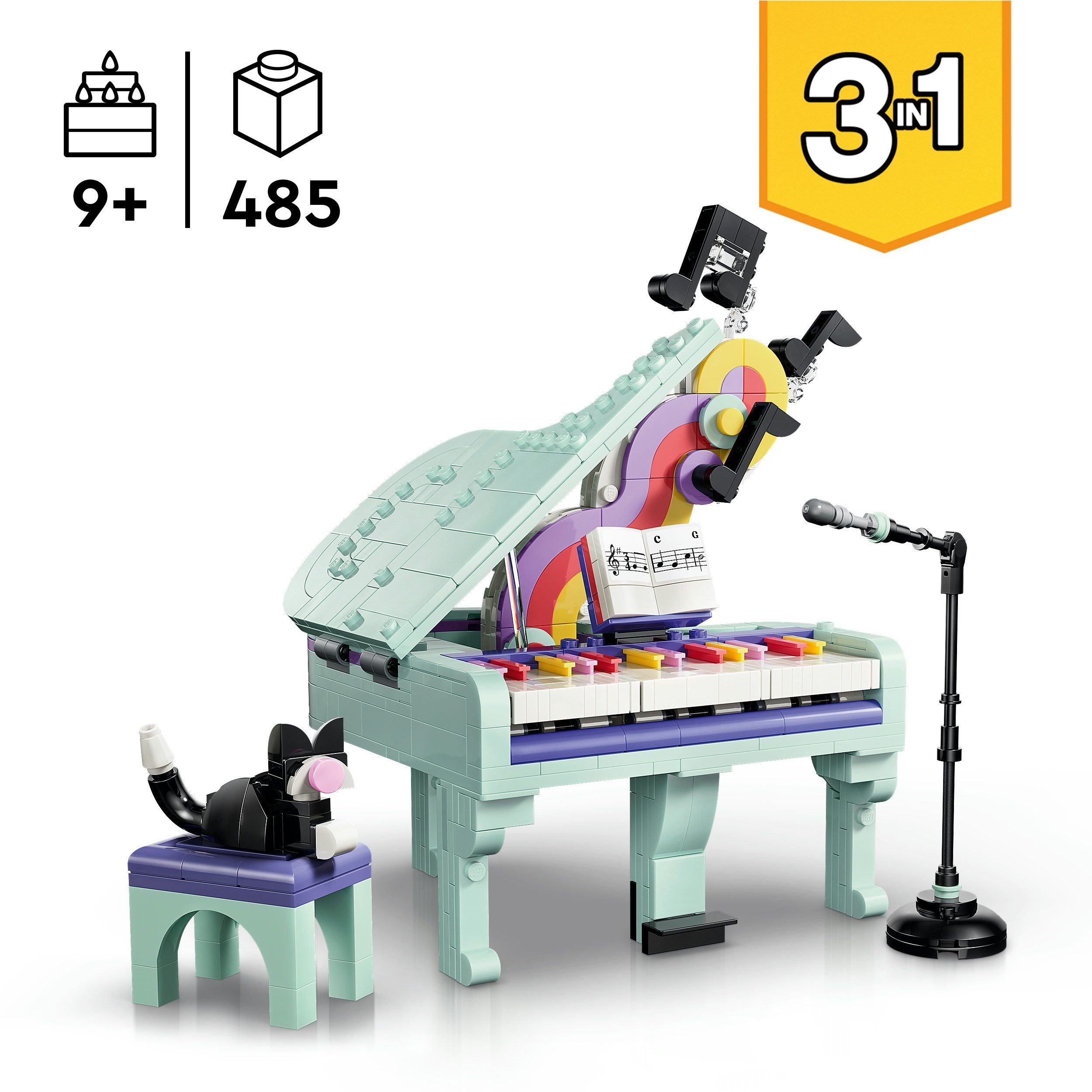 LEGO® Deko-Klavier mit Katze (31392), LEGO Creator Konstruktionsspielsteine, (485 St), Made in Europe