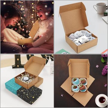 Kurtzy Geschenkbox 100er Pack Braune Geschenkboxen - 12x12x5cm, 100er Pack Braune Karton Geschenkbox - 12x12x5cm