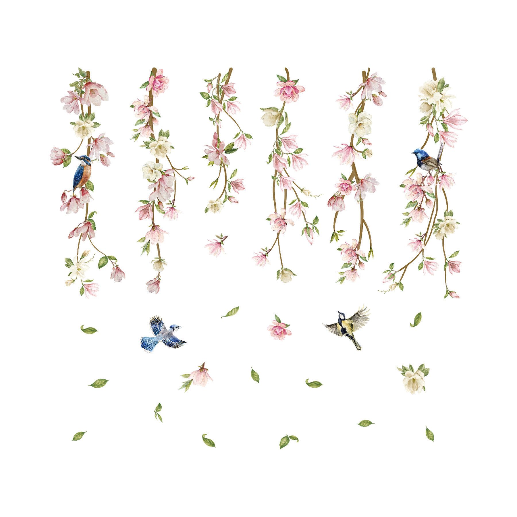 Coonoor Wandtattoo Baum Ast Blüten Groß Wandaufkleber Hängende Blumen (4 St günstig online kaufen