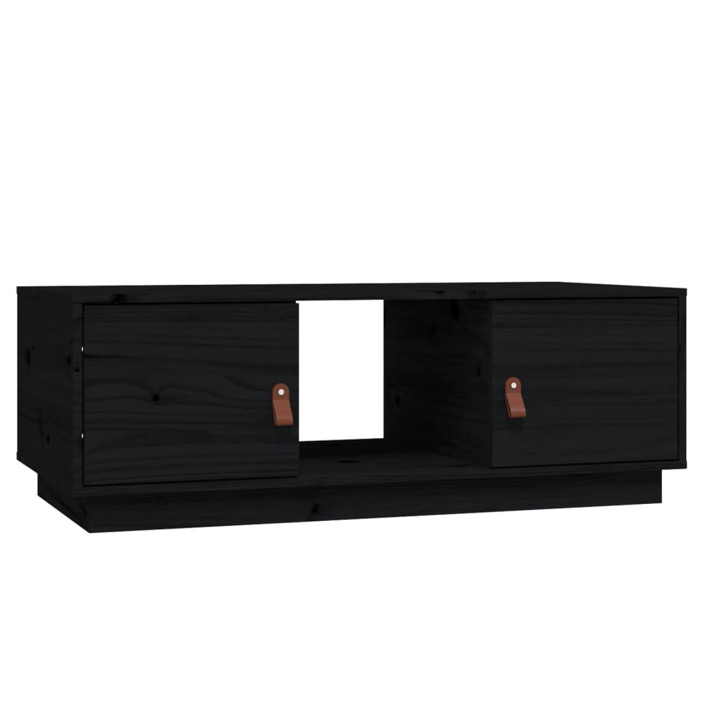 Couchtisch Couchtisch Schwarz 100x50x35 cm Massivholz Kiefer