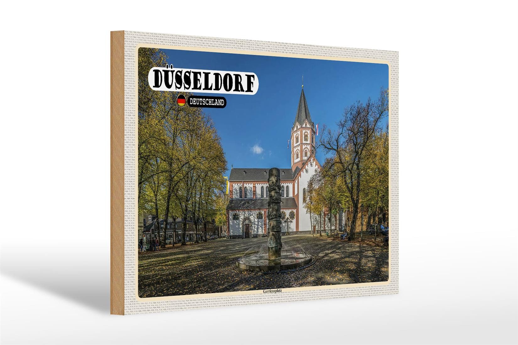 Holzbild Städte Düsseldorf Gerricusplatz Baustil 30x20cm
