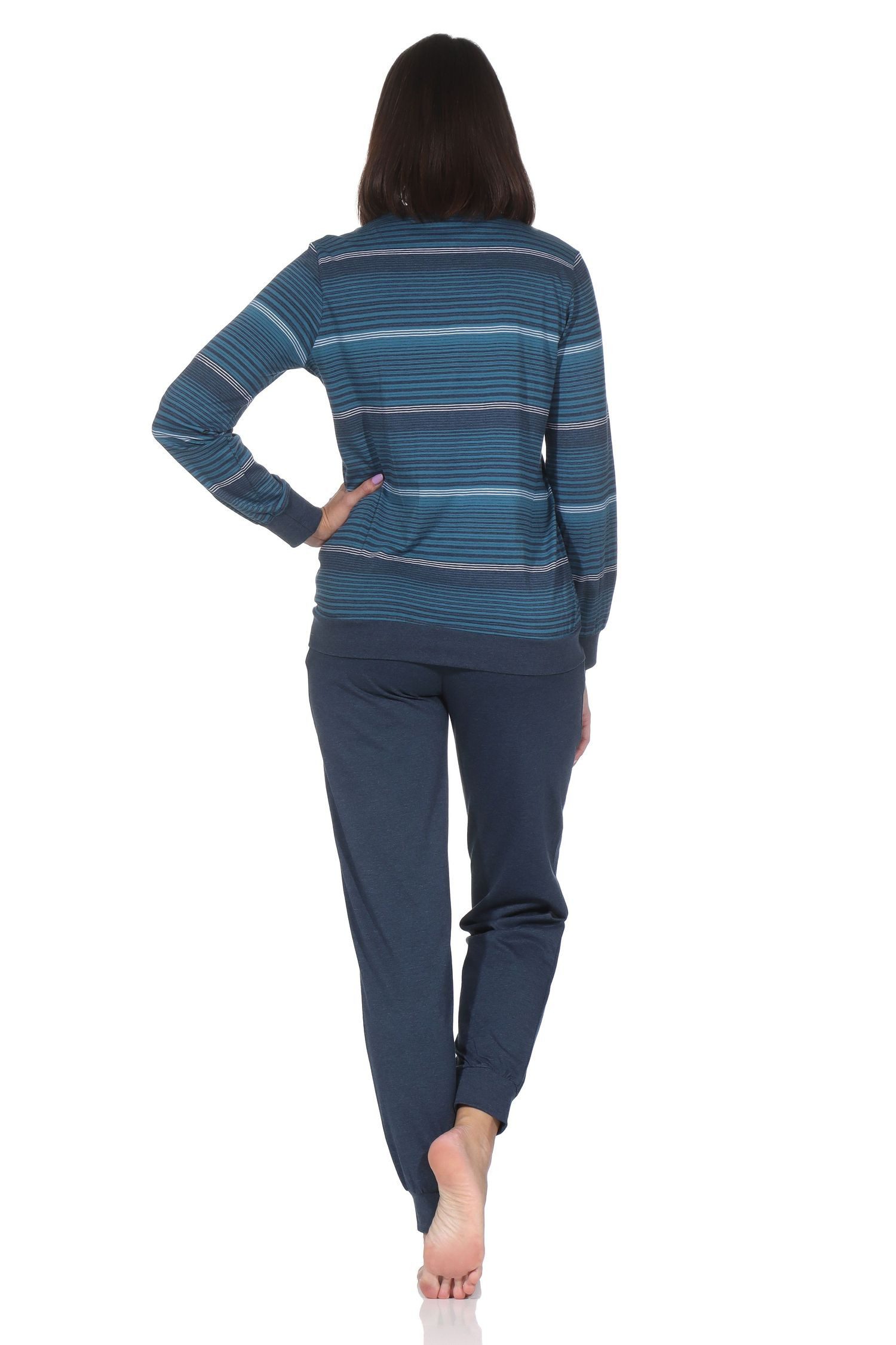 Normann Pyjama Normann Damen langarm Schlafanzug mit Bündchen - auch in Übergrössen