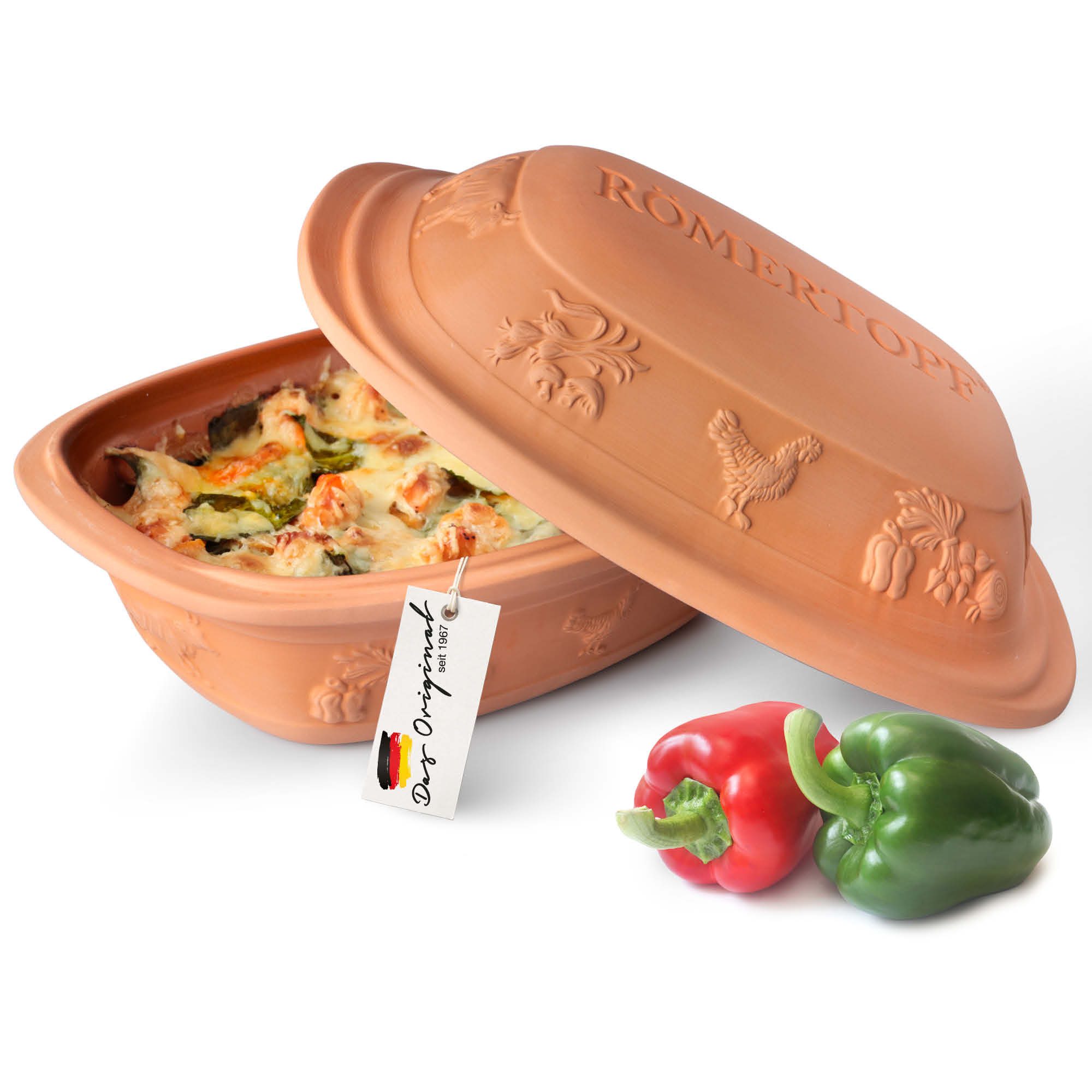 RÖMERTOPF Bräter Großer Bräter RUSTICO, für 6 Personen, Keramik (Set), antihaft