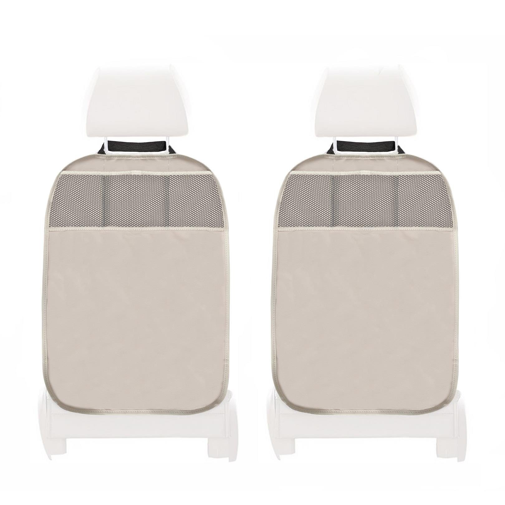 Stück), (2 beige 3 aus Auto-Rückenlehnentasche in Kunstleder Design Car Sitzschoner L Taschen P Rückenlehnenschutz & mit Kinder