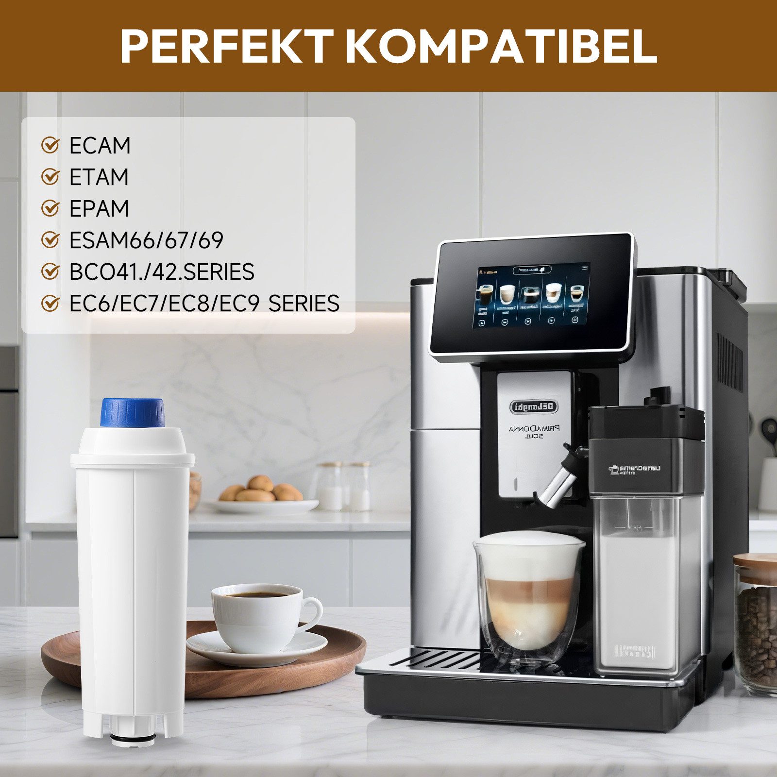 Filswa Wasserfilter 12er Pack einsetzbar statt DeLonghi DLSC002, Zubehör für De'Longhi Kaffeemaschinen der ECAM, ETAM, EPAM, ESAM, BCO, EC-Serie.
