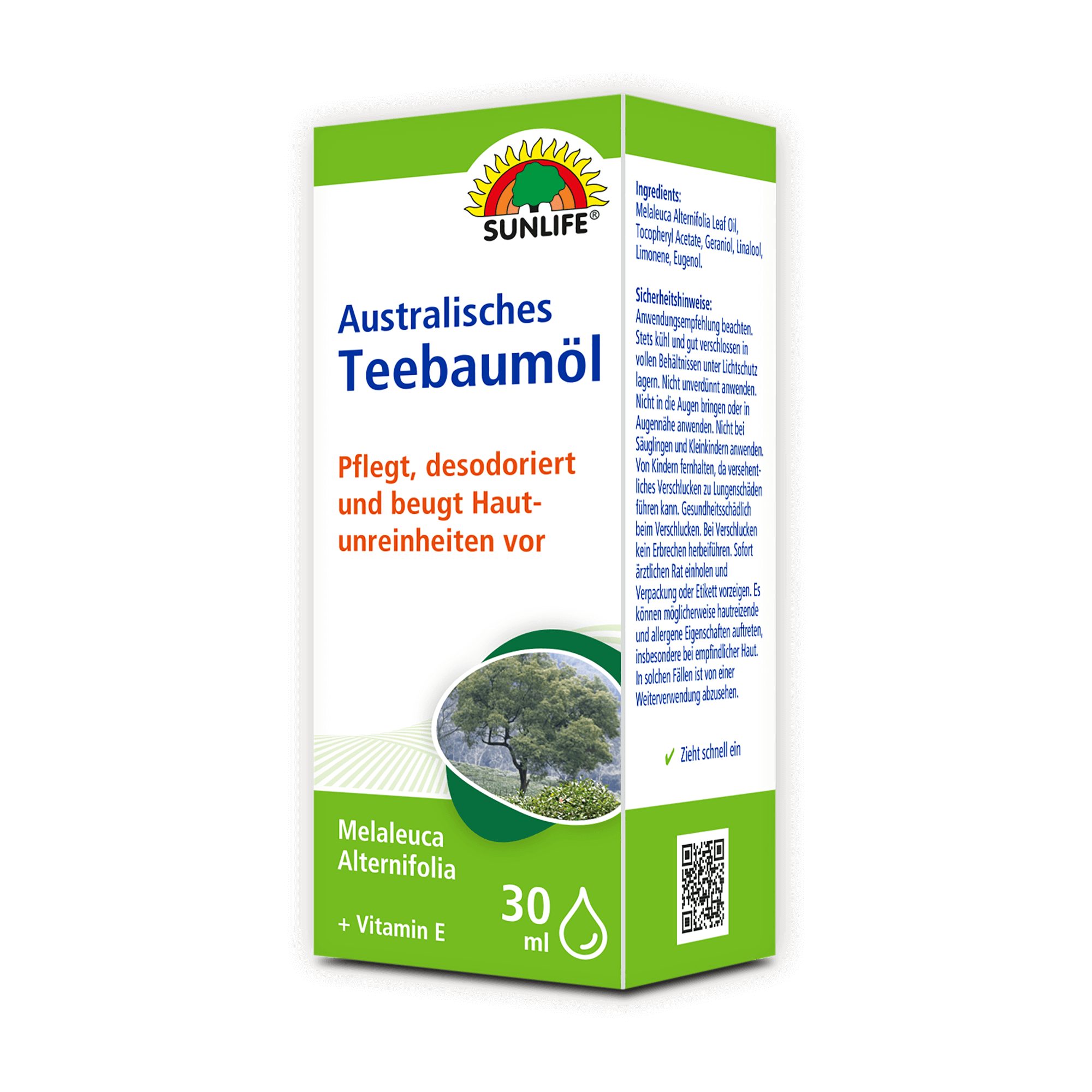 SUNLIFE Körperöl SUNLIFE® Australisches Teebaumöl 30 ml Pflege Reinigend Poren Pickel mehr