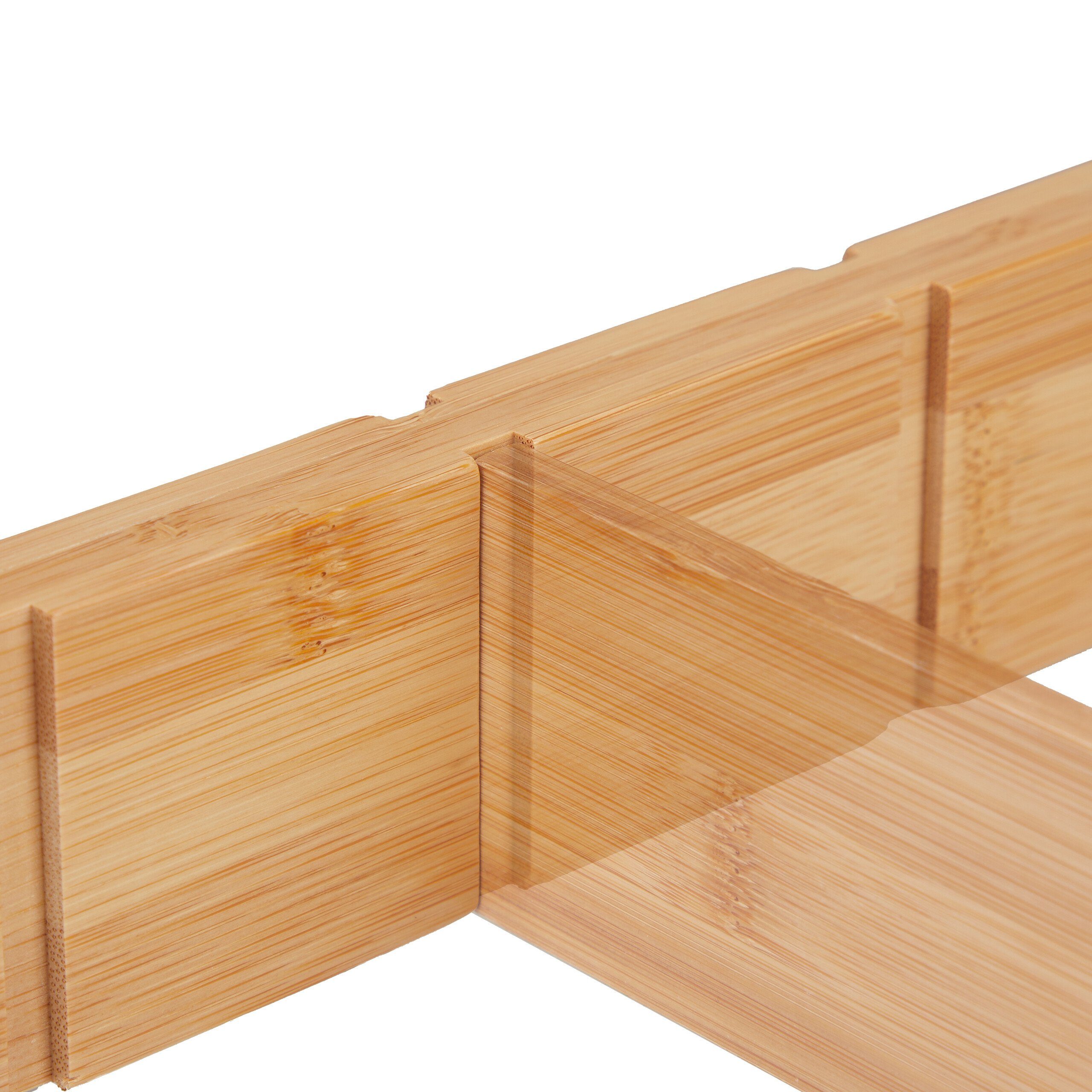 Lifewit 4er Set 10cm Höhe Bambus Schubladentrenner, 41-56cm Verstellbar Schubladen Organizer Ordnungssystem Für Küche/Büro/Kleiderschrank, Drawer