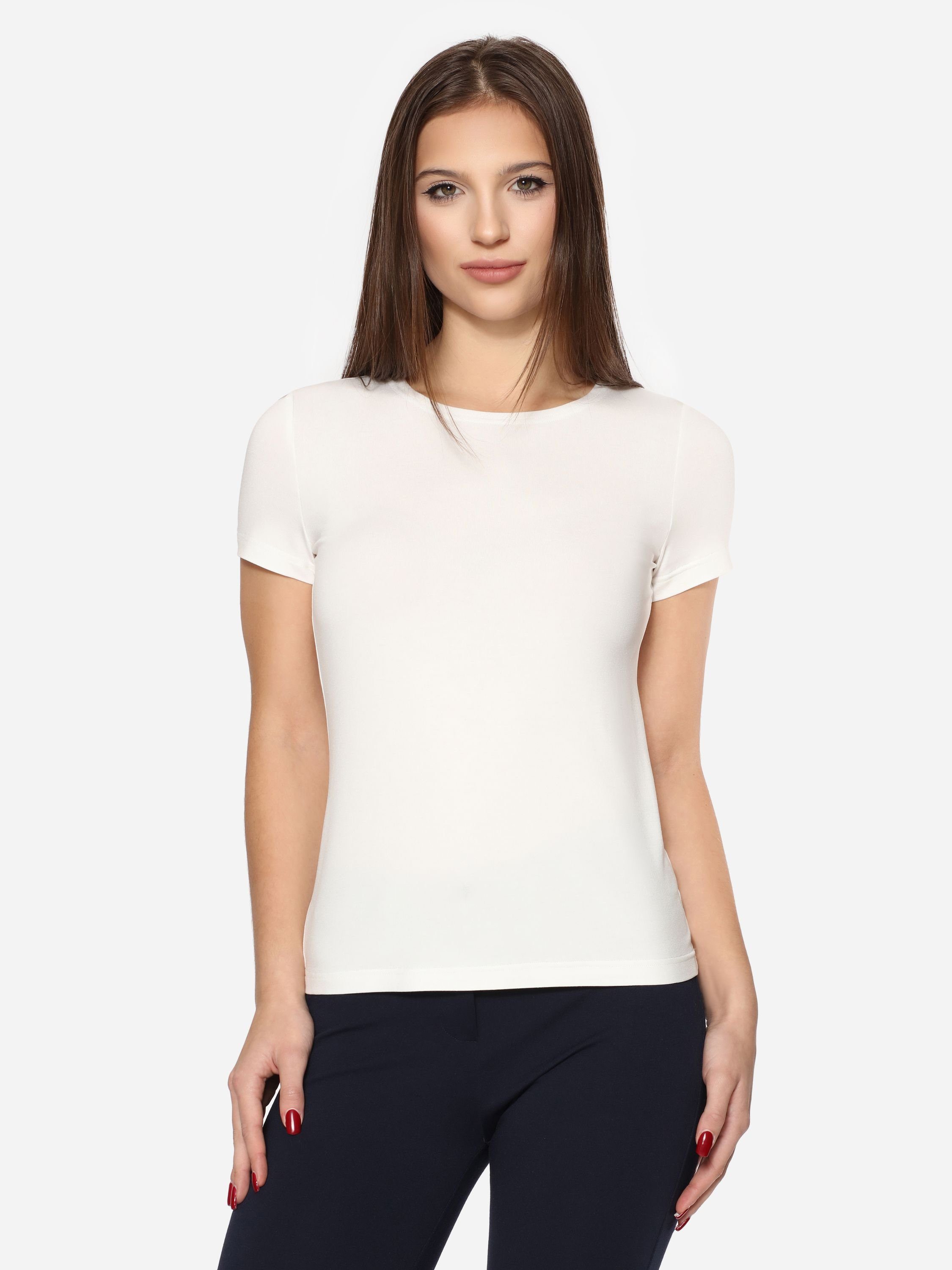 Merry Style T-Shirt Damen T-Shirt Kurzarm (1-tlg) MS10-373 Ecru