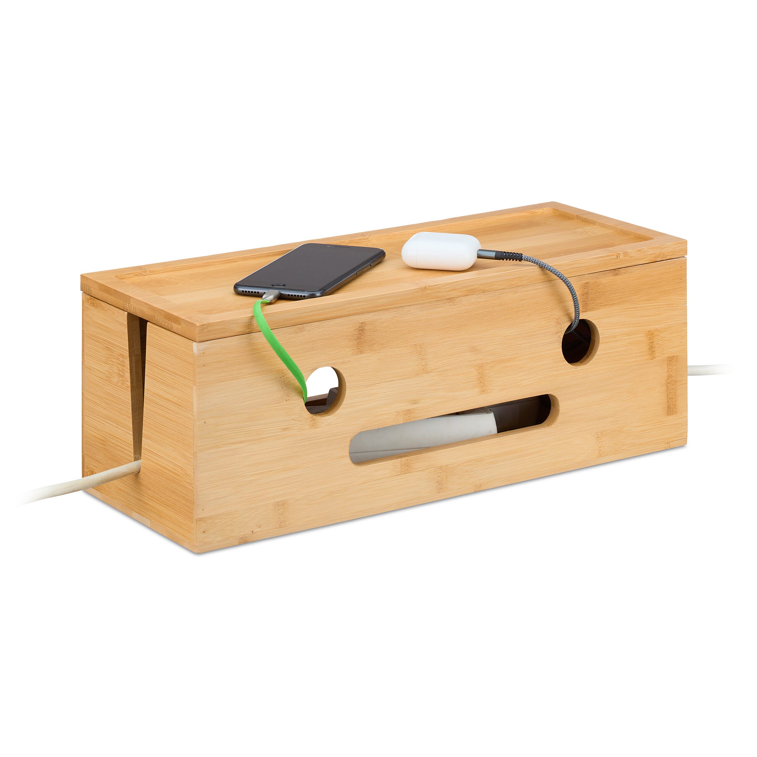 relaxdays Kabelbox aus Bambus
