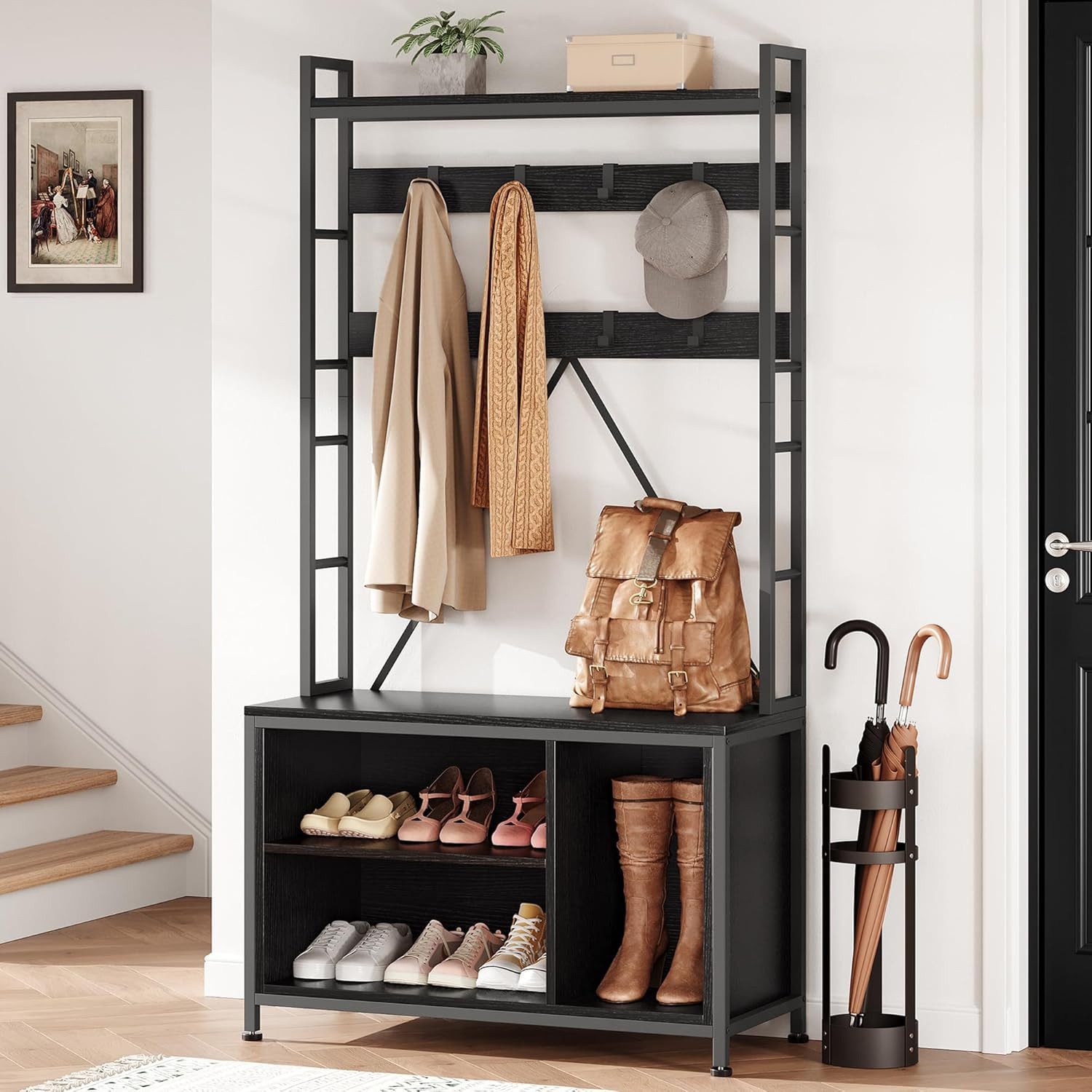 GarveeMore Garderobenständer 5-in-1 mit Schuhbank,3 Etagen günstig online kaufen