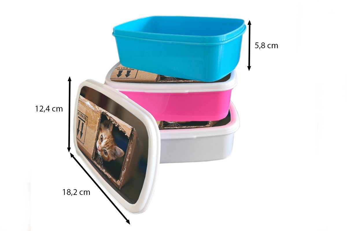 für Mädchen, - - Lunchbox Box Brotbox Erwachsene, (2-tlg), Kinder, Kunststoff rosa Kätzchen Snackbox, Spielen, Brotdose MuchoWow Kunststoff,