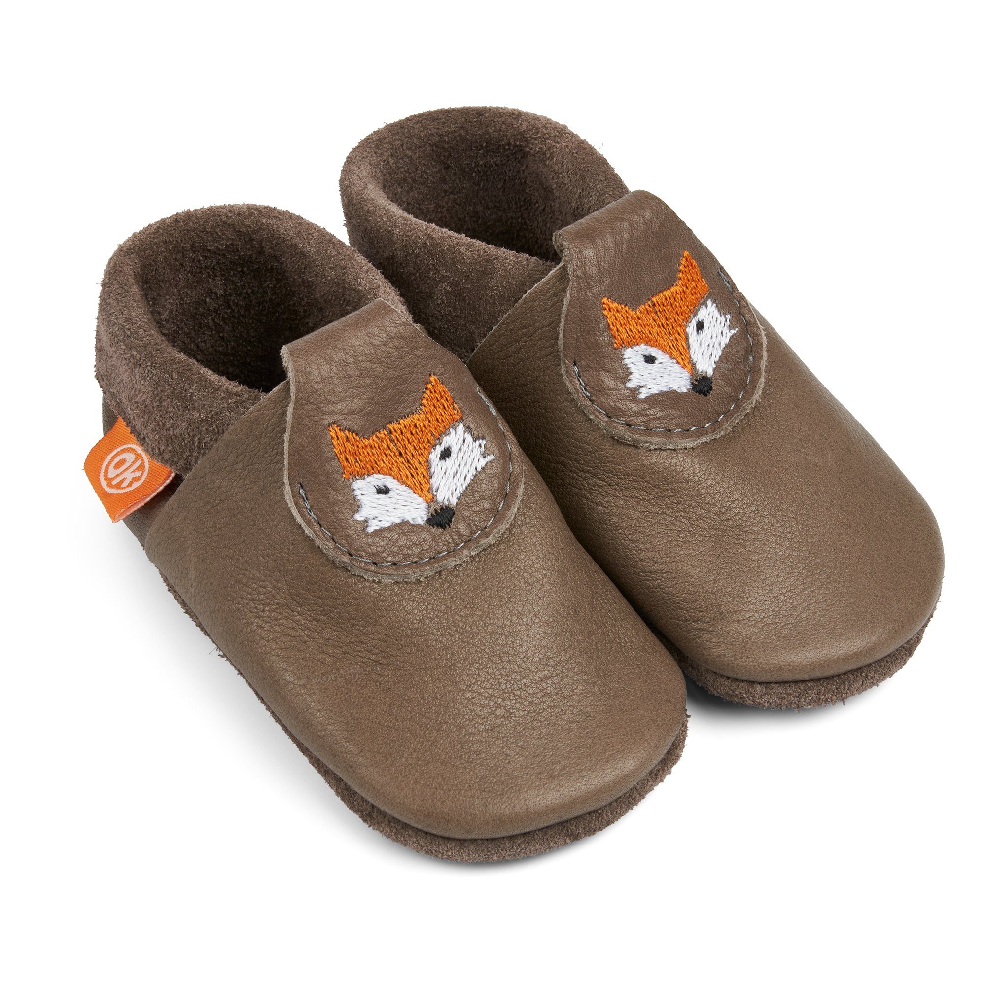 Orangenkinder® Fränzchen der Fuchs Krabbelschuh 100% pflanzlich gegerbtes Leder, Made in Germany, Atmungsaktiv