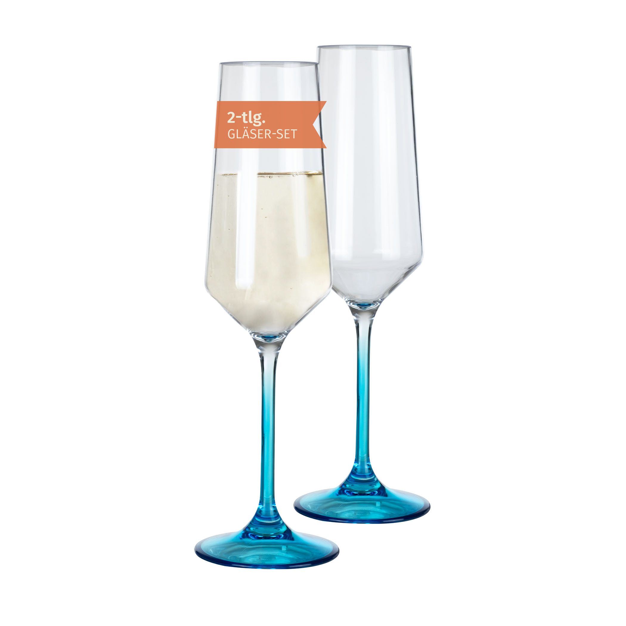 Moritz Sektglas Milano Champagnerglas blue line 2er Set Polycarbonat 280 ml bruchfest