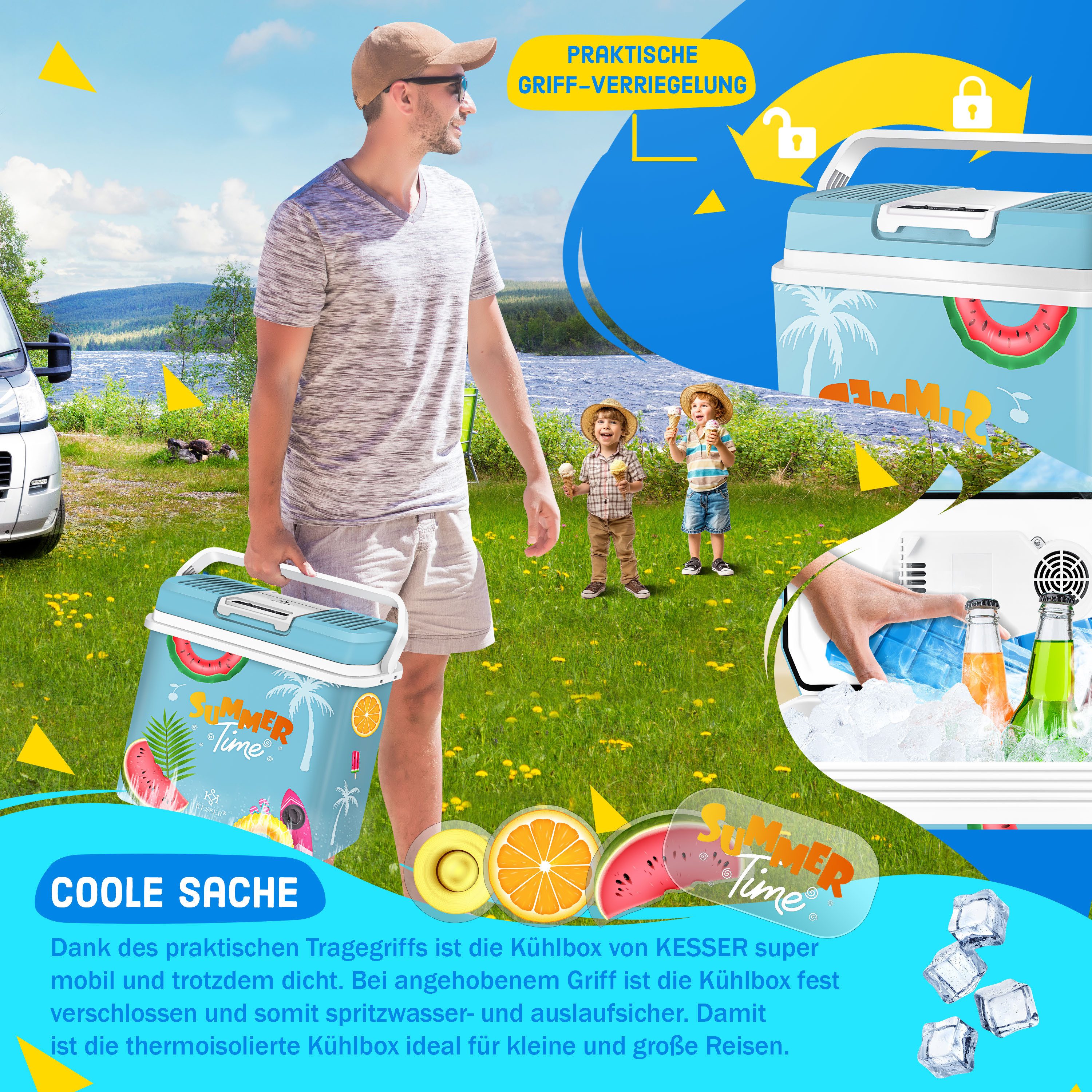 KESSER Kühlbox, 24 l, 24 Liter Kühlbox KÜHLT und WÄRMT Thermo-Elektrische Kühlbox