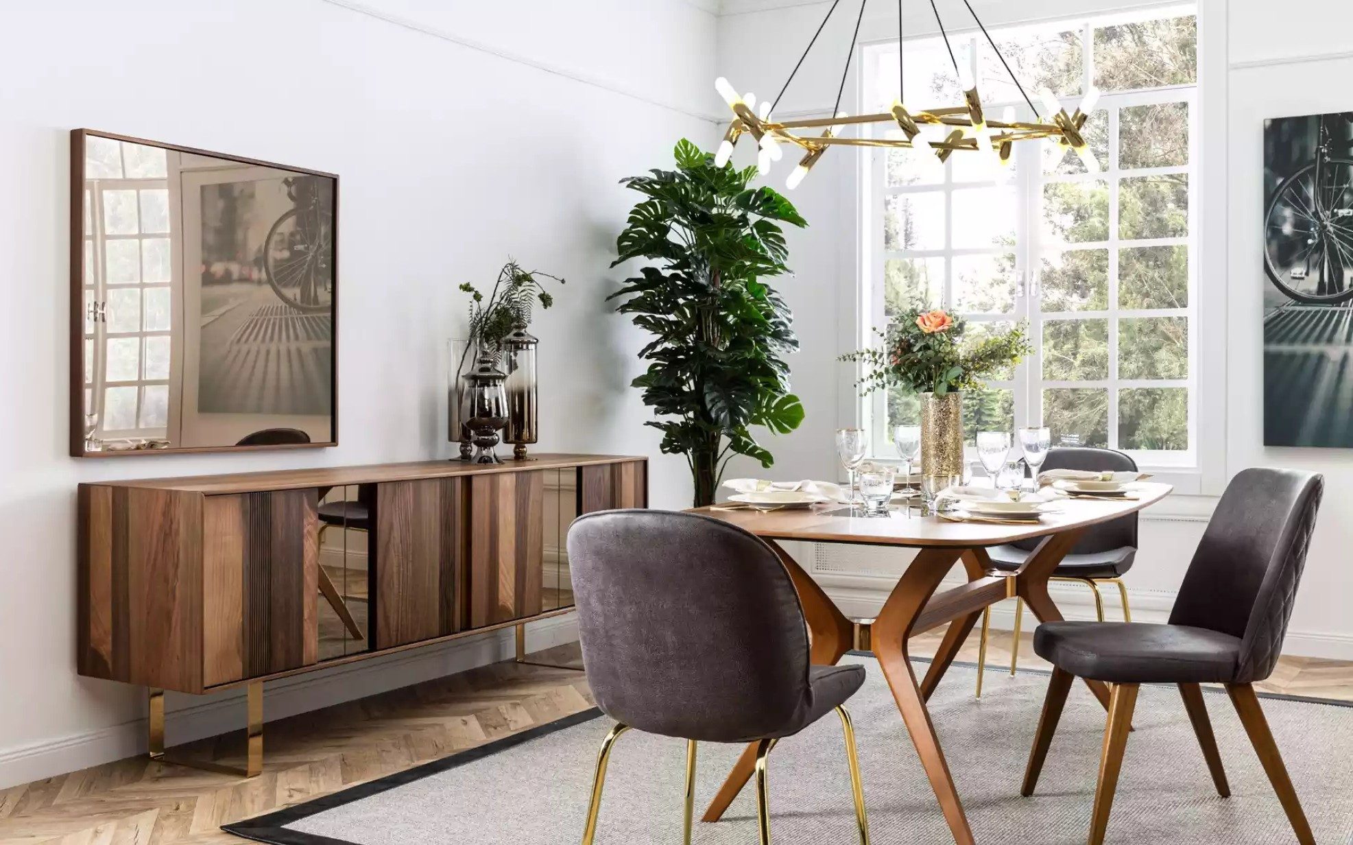 Xlmoebel Esszimmer-Set Esstisch mit 4 Stühlen und Sideboard, 7-teiliges Set, (7-St), Made in Europa