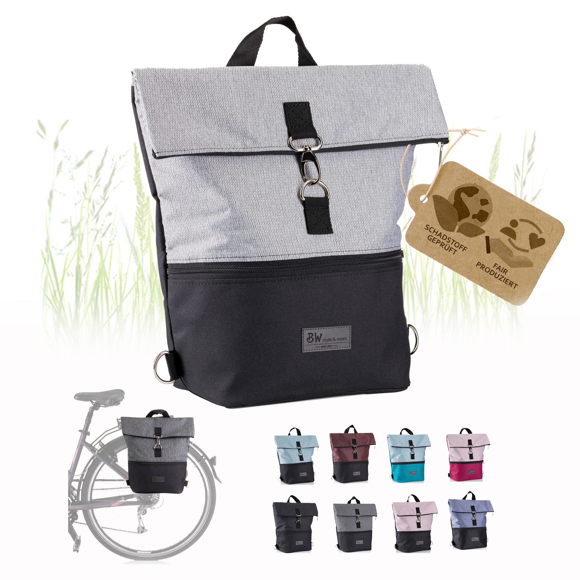 BambiniWelt by Rafael K. Fahrradtasche Fahrradtasche Gepäckträgertasche 2in1 Rucksack 20L M1, Gepäckträgertasche/Fahrradrucksack