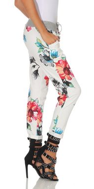 Mississhop Chinohose Damen Hose Blumen Jogginghose Baumwolle gemustert M. 287