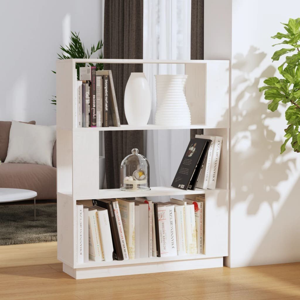 furnicato Bücherregal Bücherregal/Raumteiler Weiß 80x25x101 cm Massivholz Kiefer