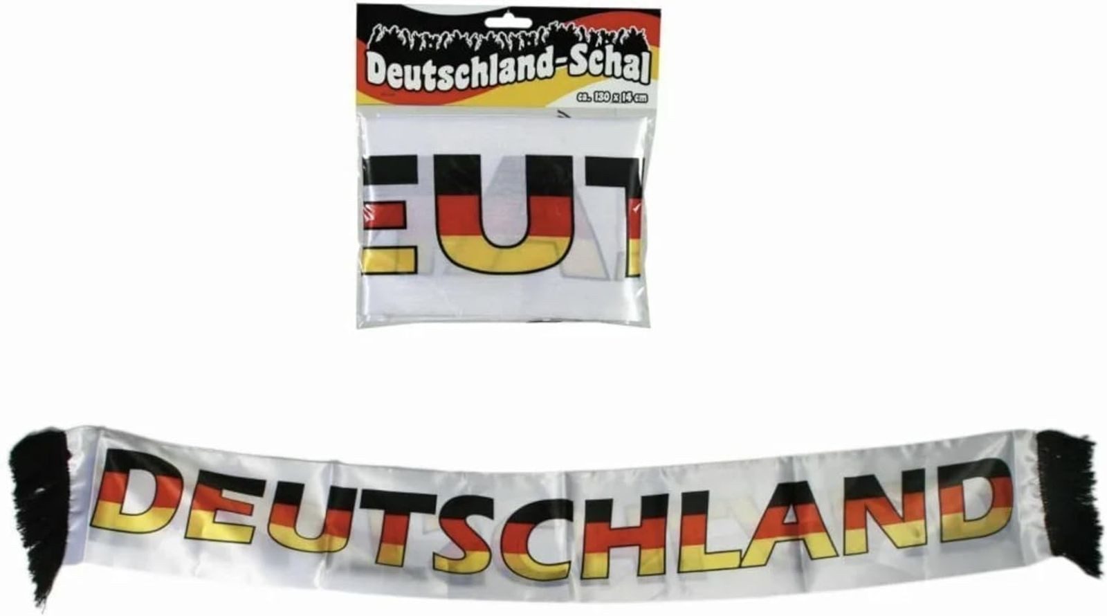 Schal Fanschal 130x14 cm Deutschland Fussball EM24 Schwarz Rot Gold Flagge