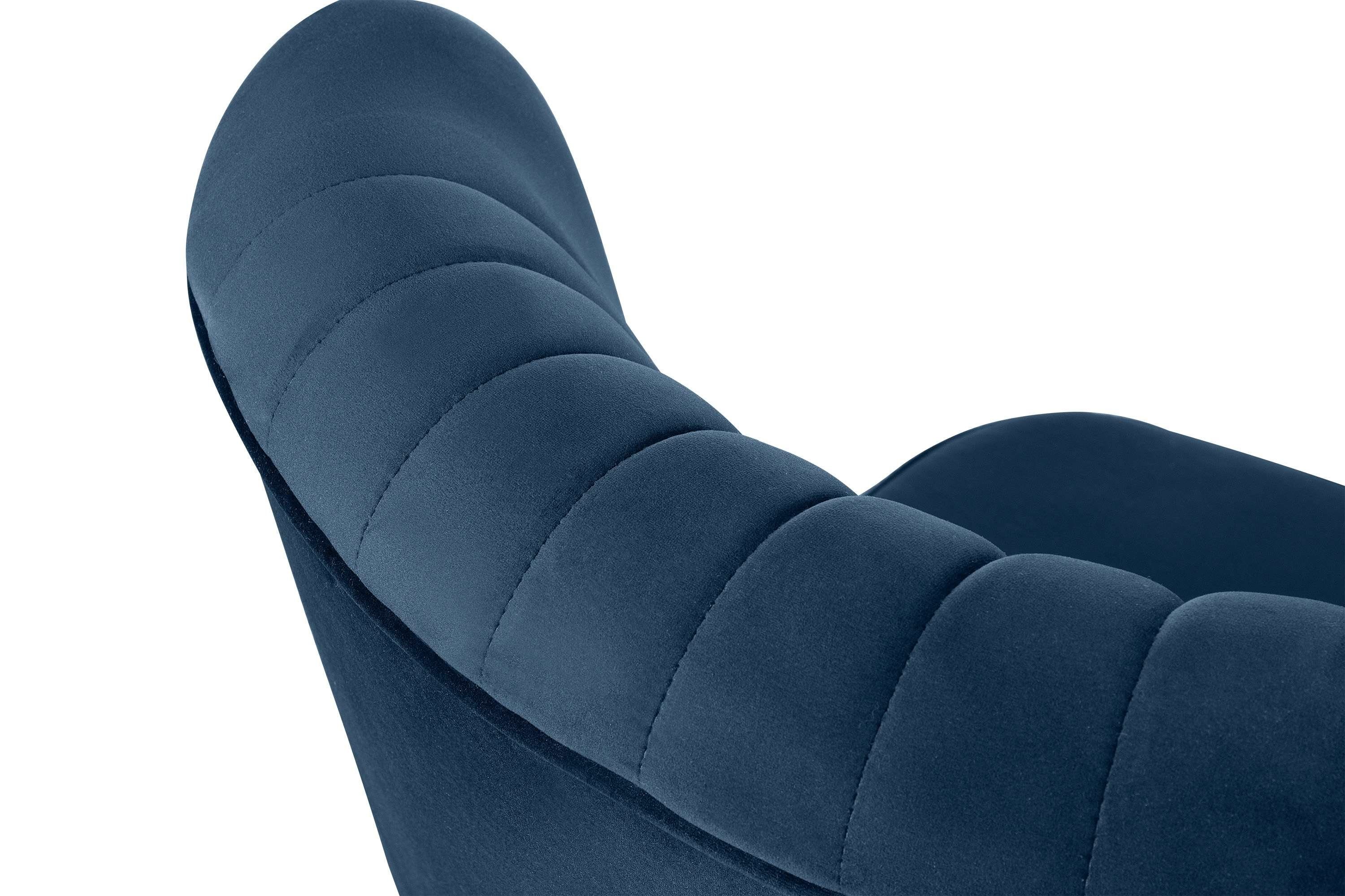 hohen der an Rückenlehne, dunkelblau Sessel, Buche Ziernaht DUCO Konsimo dunkelblau/buche | auf Beinen aus Cocktailsessel