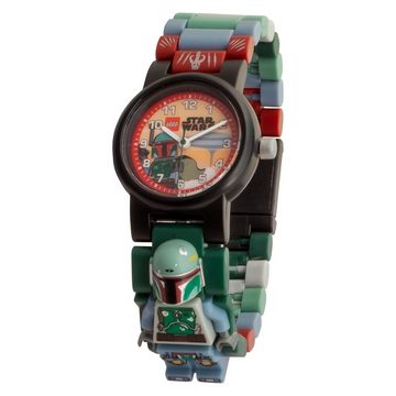 LEGO® Quarzuhr LEGO Star Wars Boba Fett Kinder Uhr, Kinderuhr rund, klein (ca. 28mm) Kunststoffarmband grün, rot, grau