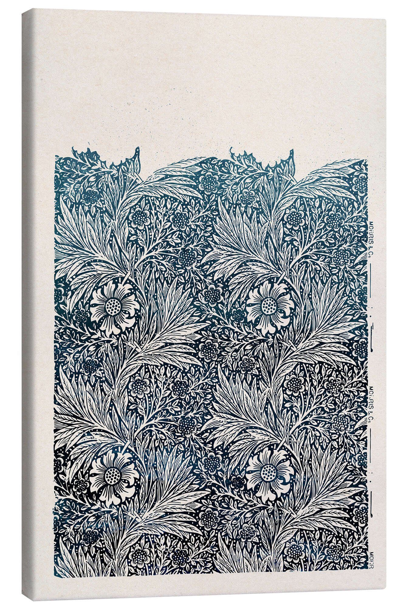 Posterlounge Wandbild Ringelblume, blau, William Morris, erhältlich als Poster, Leinwandbild, Wandsticker oder Acrylglasbild