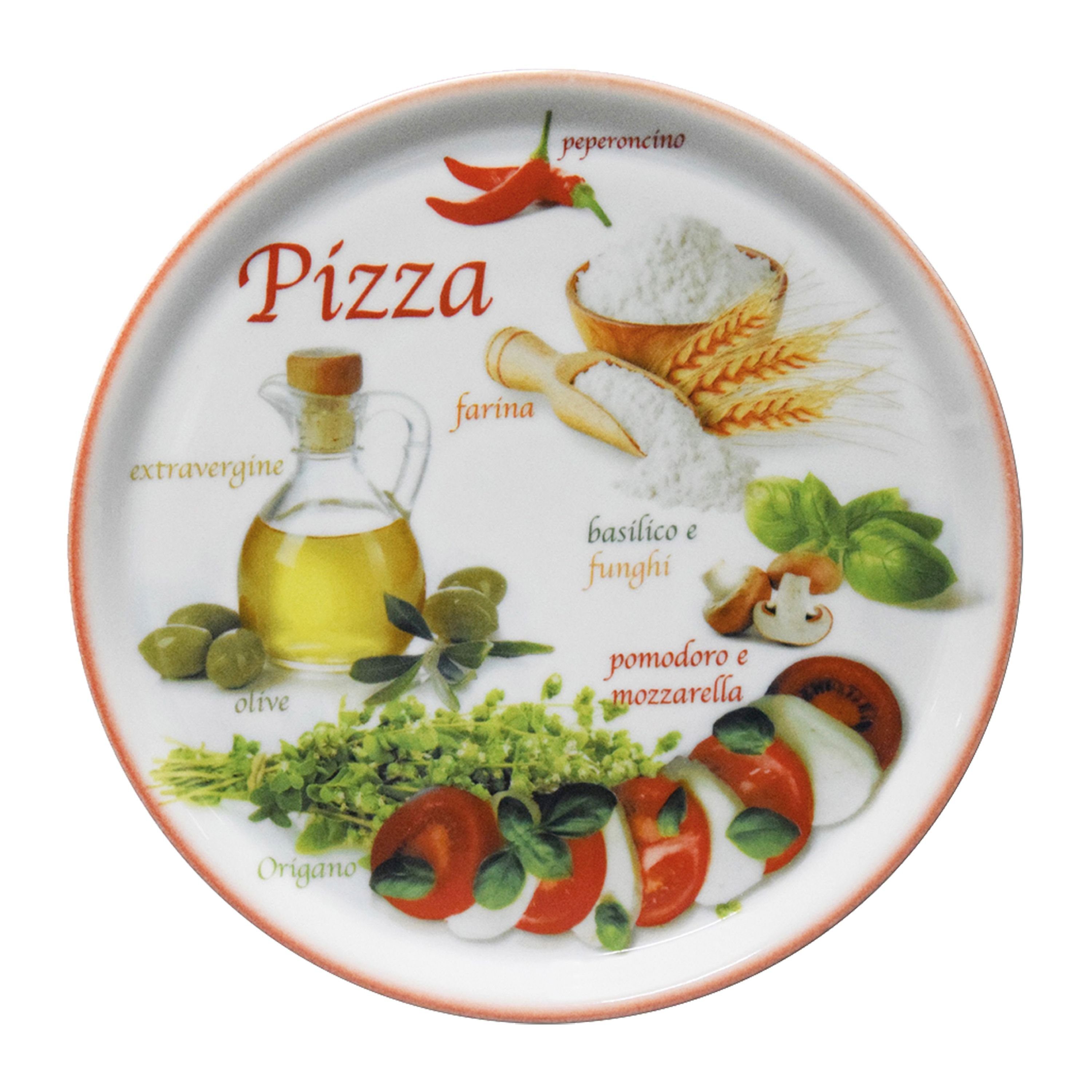 Porzellan 32 Set Red MamboCat Pizzateller Ø cm 2er & Napoli Pizzateller Green Platte