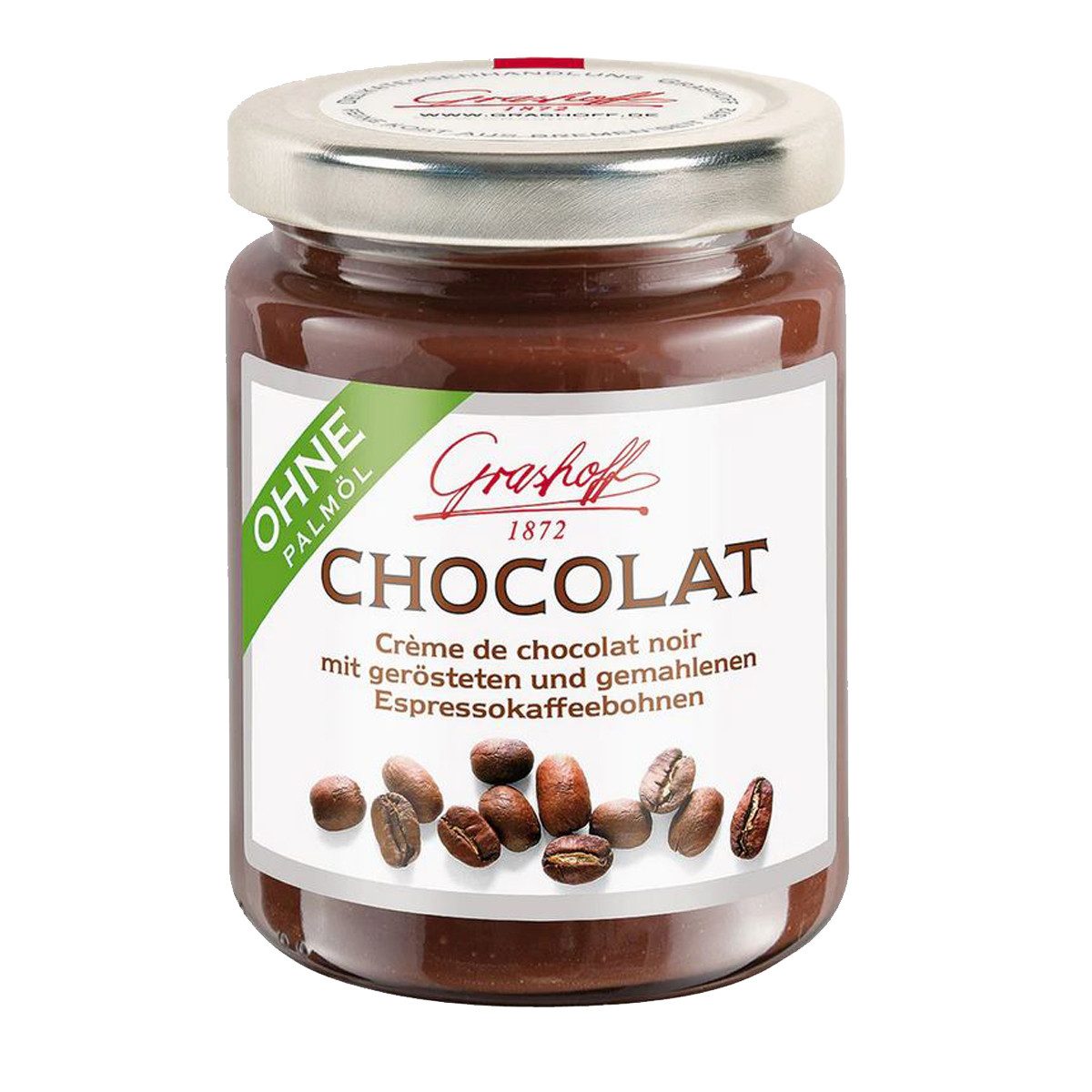 Grashoff Schokoaufstrich, Grashoff Dunkle Chocolat mit Espressocafe mit Espressocafebohnen 250g