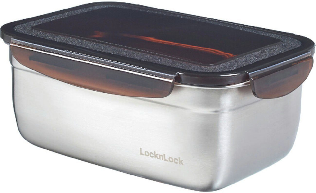 LOCK & LOCK Vorratsdose Vorratsdose Edelstahl,schwarzer Deckel, Edelstahl, (1-tlg), Edelstahl 3,6 l mit schwarzem Deckel