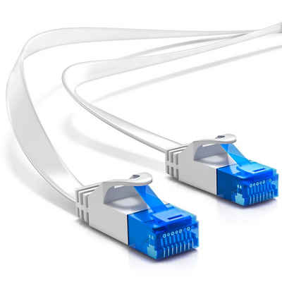 deleyCON »deleyCON 30m CAT6 flaches Patchkabel Flachkabel Netzwerkkabel LAN Kabel Weiß« LAN-Kabel