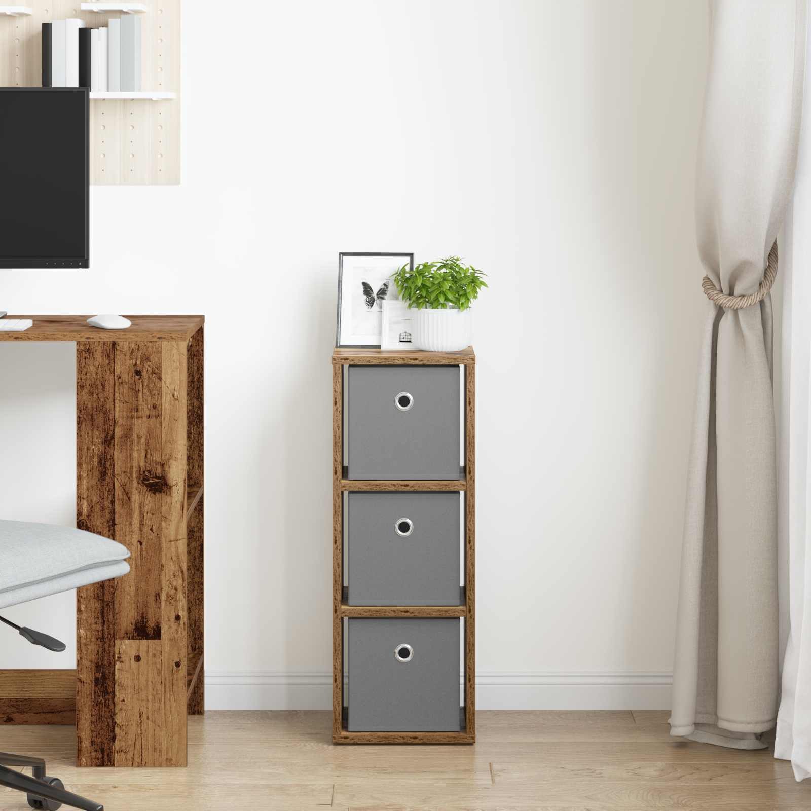 vidaXL Kommode 25,5 x 22 x 69,5 cm Sideboard mit Schubladen Altholz 25,5x22x69,5 cm