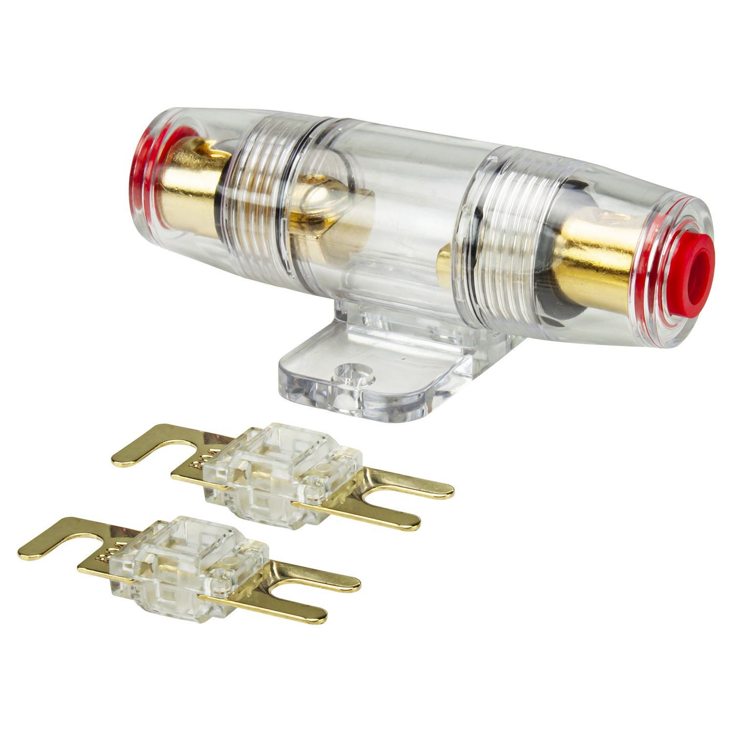 tomzz Audio Kfz-Sicherungshalter Mini ANL Sicherungshalter transparent für Kabel bis 25qmm + 2 x 80A Si