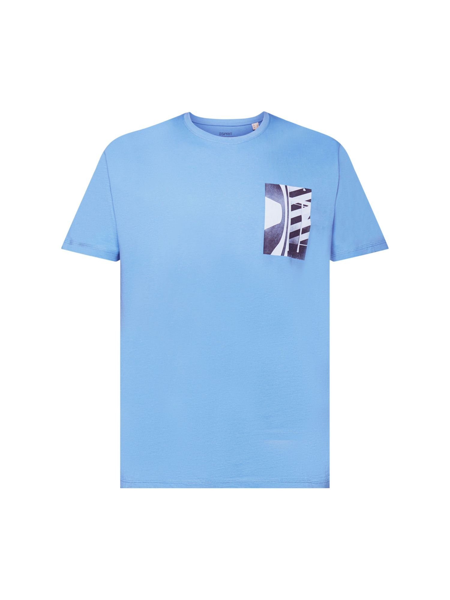 edc by Esprit T-Shirt Rundhals-T-Shirt, 100 % Baumwolle (1-tlg) LIGHT BLUE