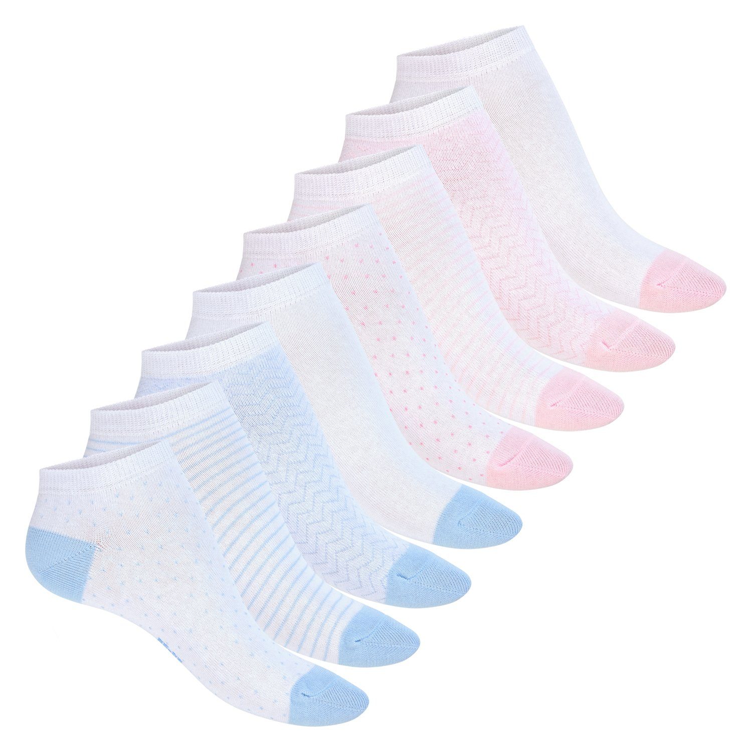 Footstar Sneakersocken süße Damen Sneaker Socken (8 Paar) Kurze Söckchen mit Muster Mix
