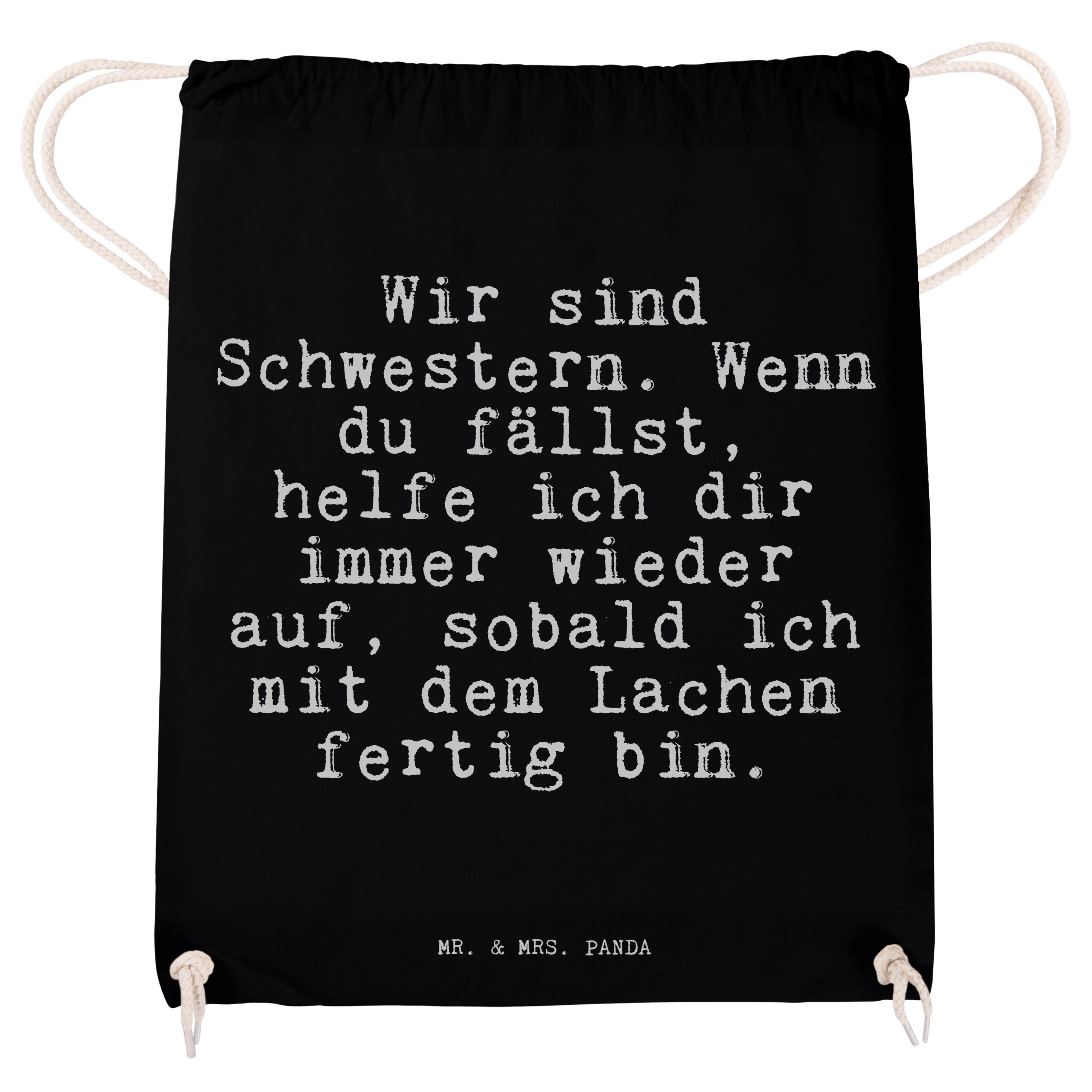 Wenn... Mr. Mrs. & (1-tlg) Stoffbeutel, Panda sind Schwestern. - Sporttasche Schwarz Geschenk, - Wir Zitat