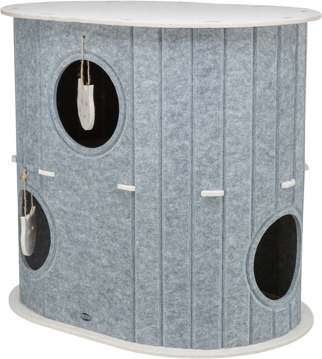 TRIXIE Schlafhöhle Zweistöckige Katzenhöhle Mara aus Filz - sand/grau - 66 × 62 × 46 cm