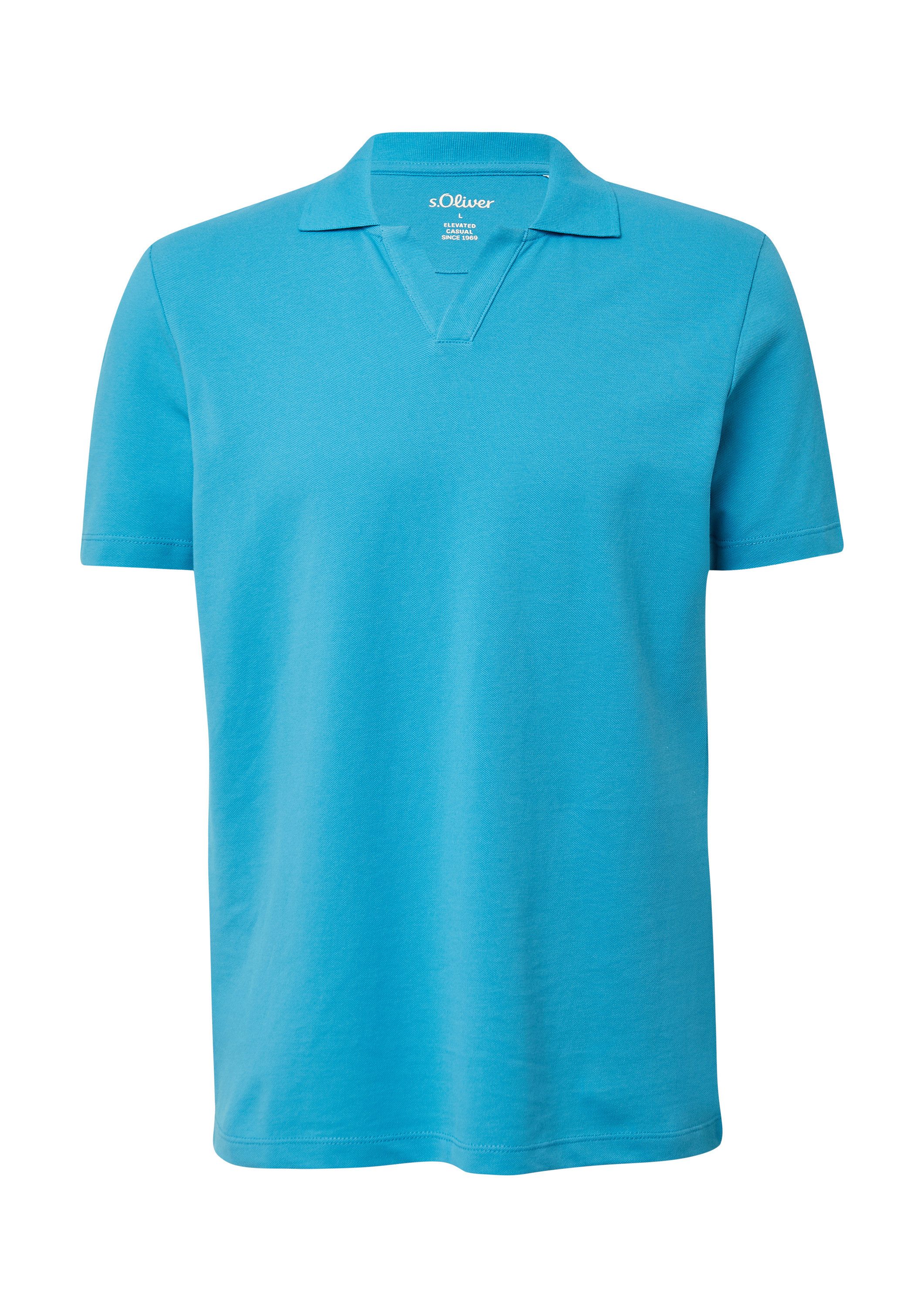 s.Oliver Kurzarmshirt Polo-Shirt Poloshirt aus Baumwolle mit offenem Kragen günstig online kaufen