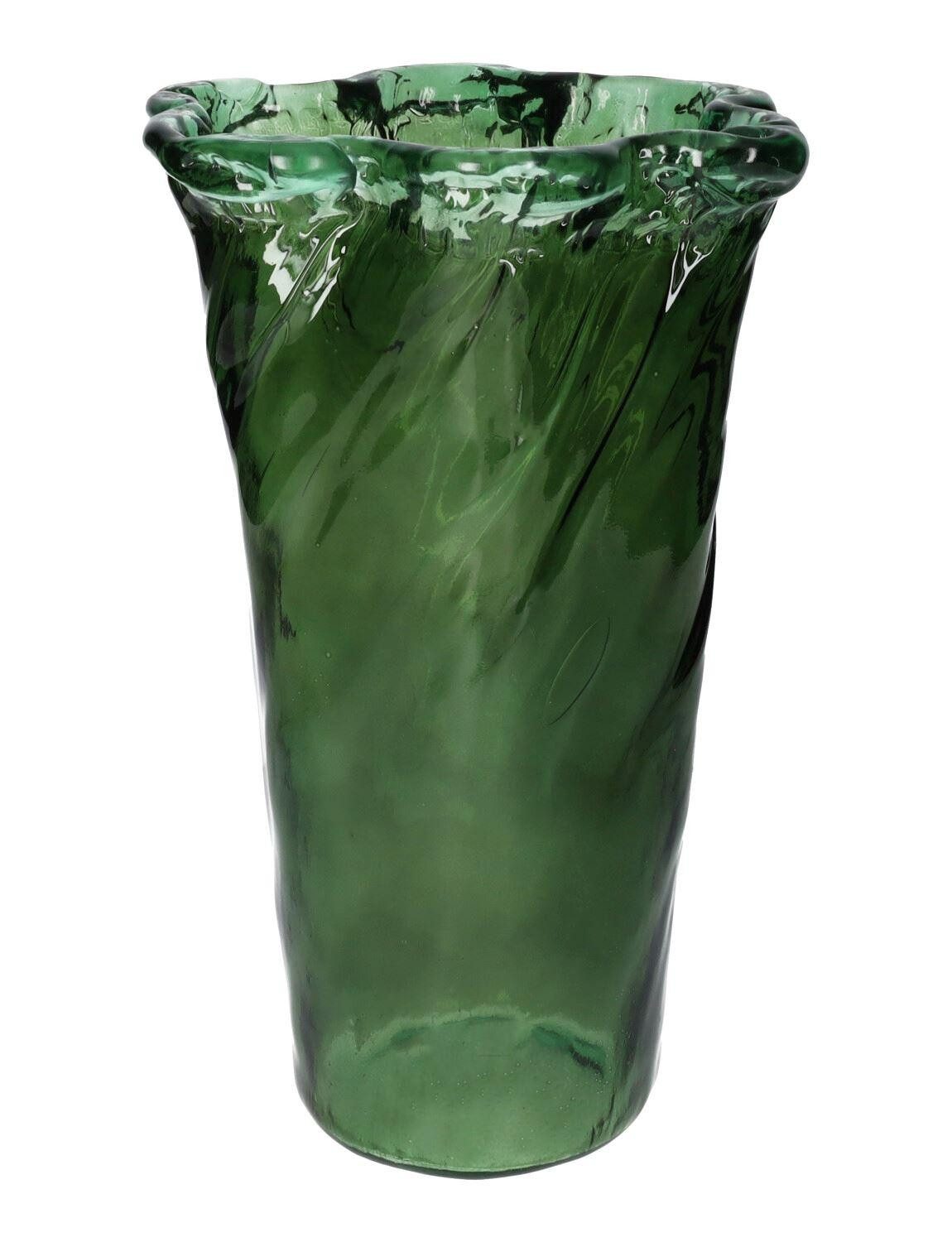INNA-Glas Tischvase Blumenvase THADEUSS, aus Glas, recycelt, waldgrün, 33cm, Ø21cm