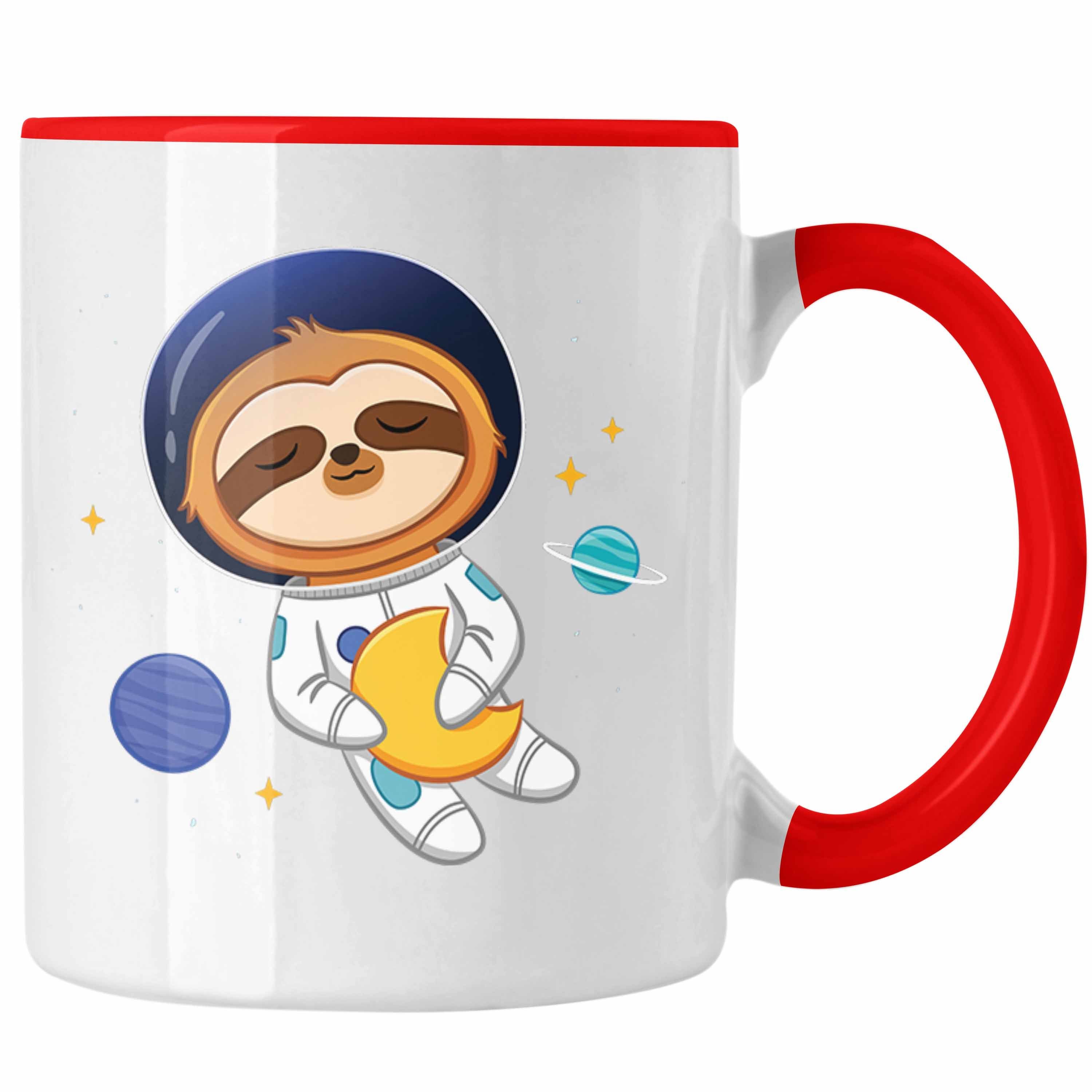 Trendation Tasse Trendation - Süße Rot Weltall Geschenk Faultier Coole Tasse Jungs Geschenkidee Jungen Grafik Galaxie