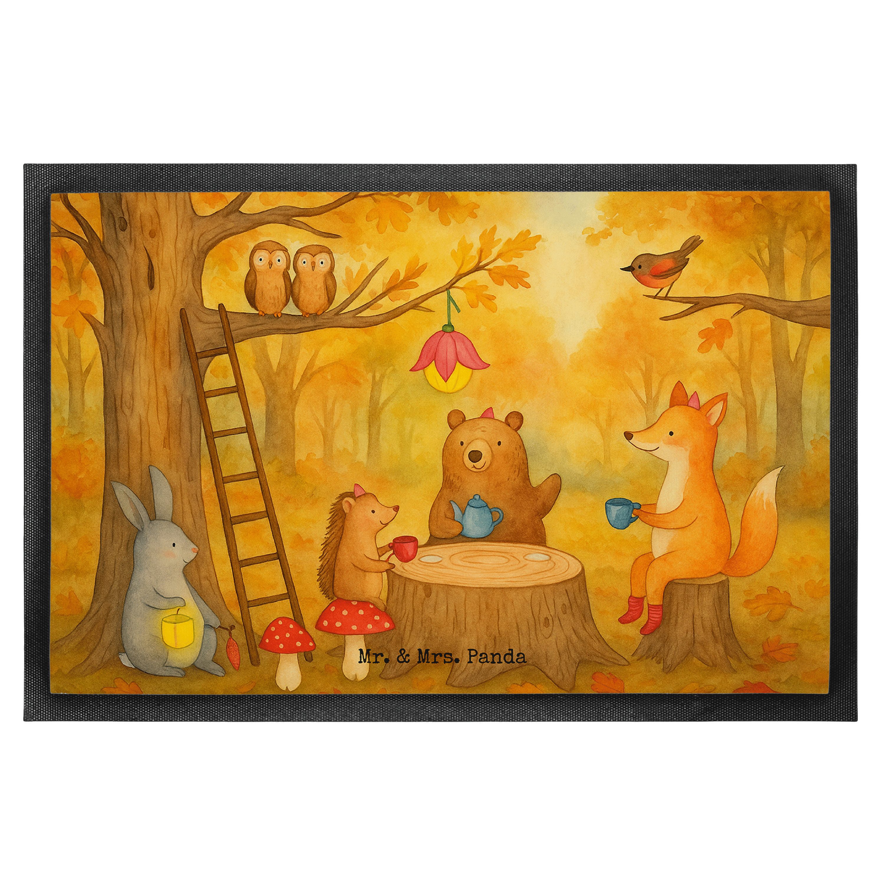 Mr. & Mrs. Panda Fußmatte Waldtiere Picknick Design, Schmutzfangmatte 40 x 60 cm, Weiß, Igel, F, rechteckig, Höhe: 40 mm, hausmatte Fußabstreifer Abtretmatte