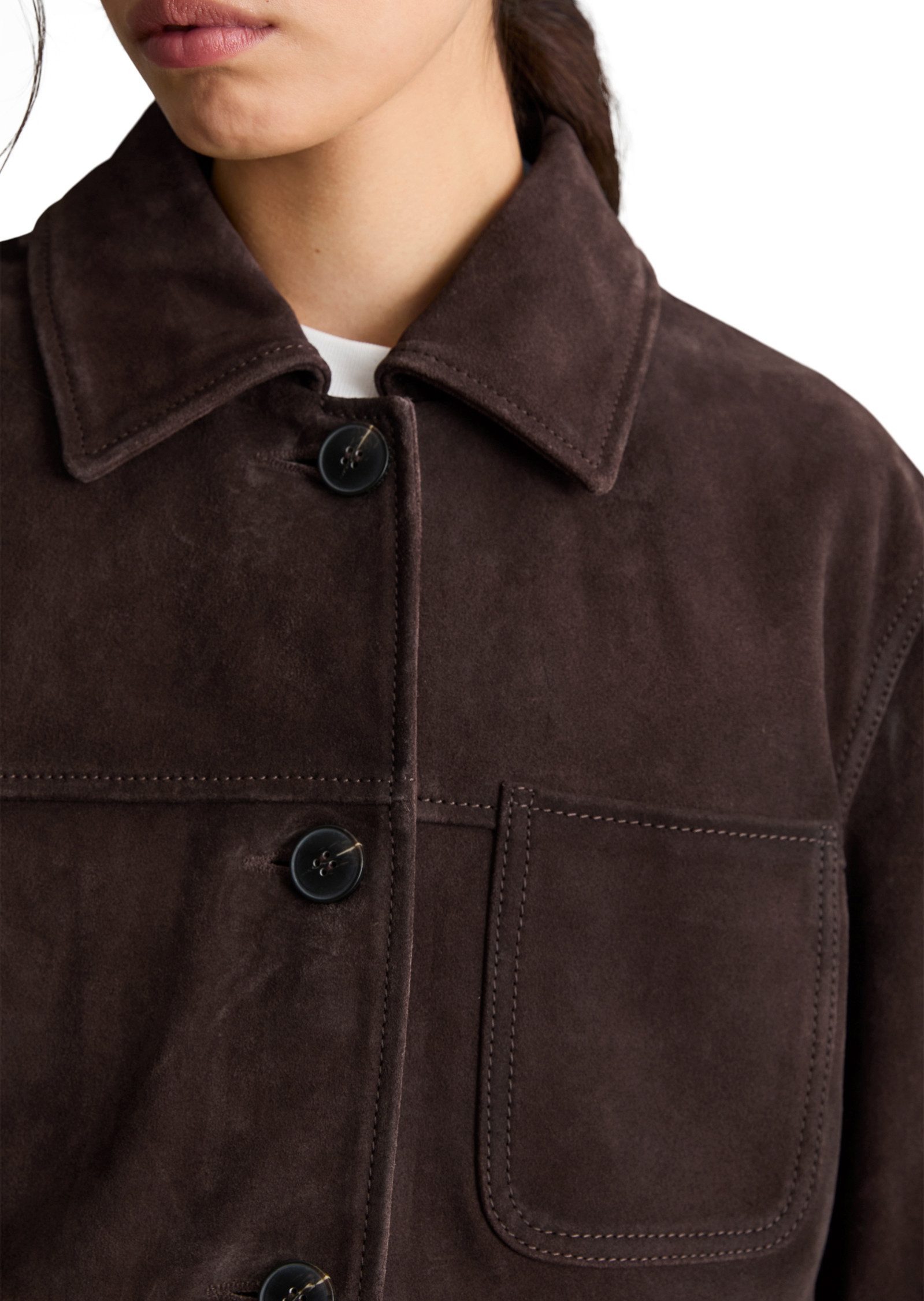 Marc O'Polo DENIM Lederjacke aus hochwertigem Rinderspaltleder – Bild 4 von 5